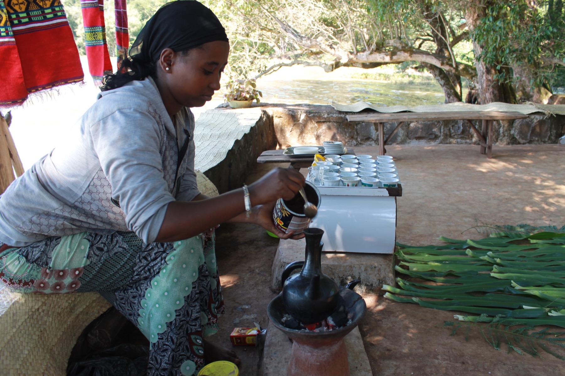 Traditional Ethiopian coffee ceremony